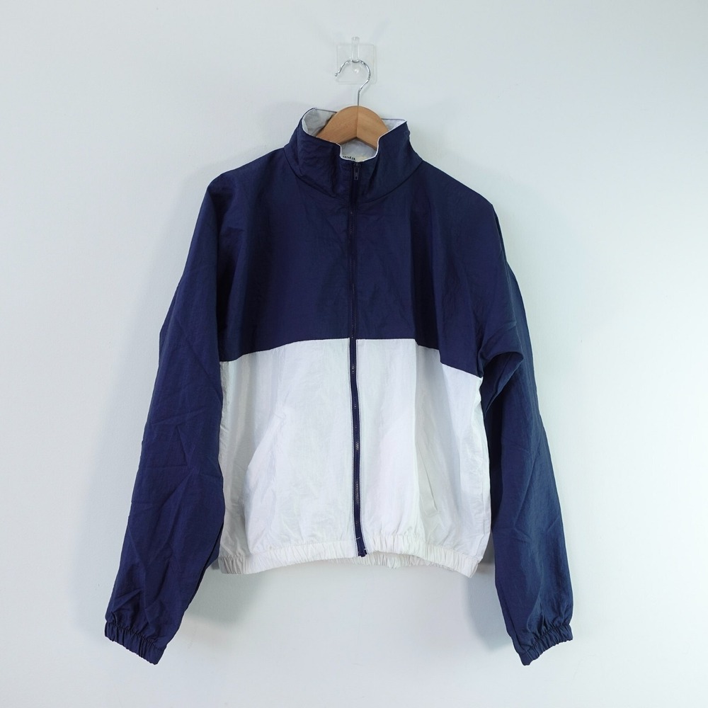 Vintage Blue Navy Track Jacket Mens M Windbreaker Packable Augusta Sportswear